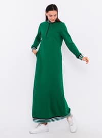 Green - Polo neck - Modest Dress