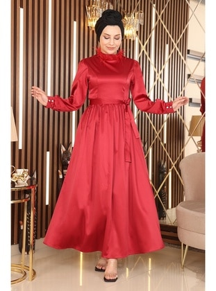 Red - Modest Evening Dress - MISSVALLE