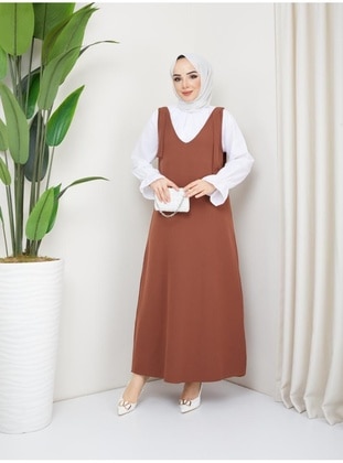 Brown - Modest Dress - Benguen