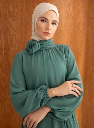 Green - Modest Dress - Refka