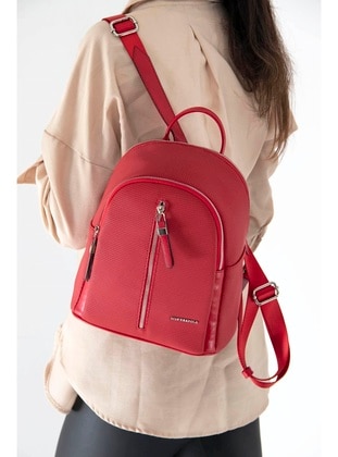 Red - Backpacks - Silver Polo