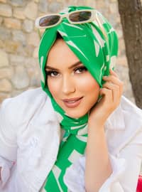 Green - Plain - Crepe - Instant Scarf