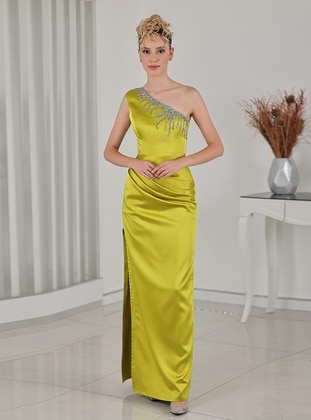 Olive Green - Unlined - Modest Evening Dress - Rana Zenn