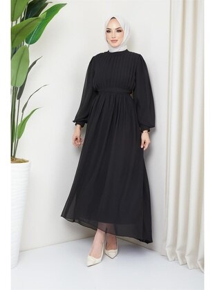 Black - Modest Evening Dress - Hakimoda