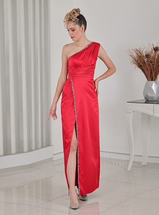 Red - Unlined - Modest Evening Dress - Rana Zenn