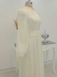 Ecru - Fully Lined - Modest Evening Dress