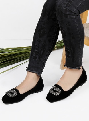 Black - Silver Color - Loafer - Flat Shoes - Renkli Butik
