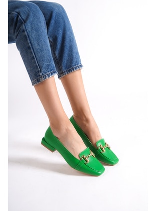300gr - Green - Flat Shoes - Moda Değirmeni