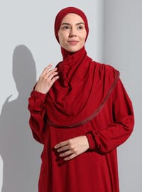 أحمر برغندي - نسيج غير مبطن - ملابس صلاة