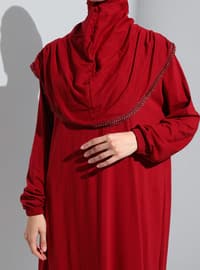 أحمر برغندي - نسيج غير مبطن - ملابس صلاة