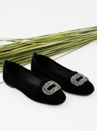 Black - Silver Color - Loafer - Flat Shoes