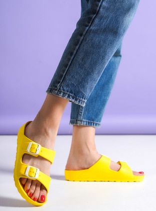Lemon Yellow - Slippers - Ayakkabı Havuzu