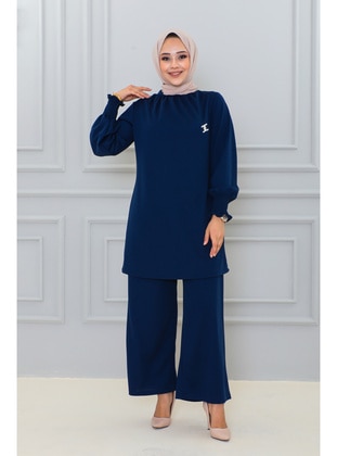 Navy Blue - Suit - Moda Ebva