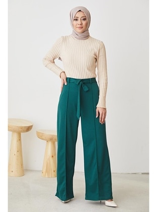 Wide Leg Plus Size Hijab Pants 3080 Emerald Green