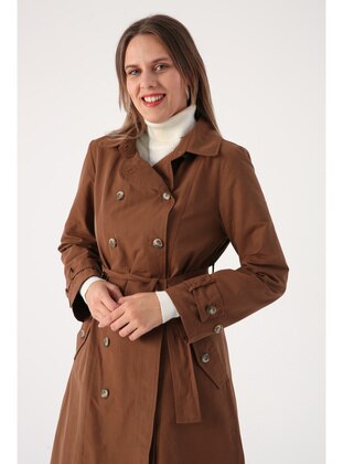 Brown - Fully Lined - Trench Coat - ALLDAY