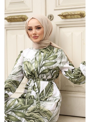 Green - Modest Dress - Lurex Moda