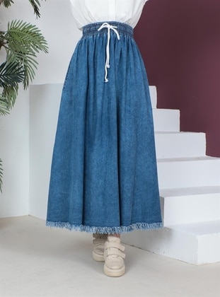 Light Navy Blue - Denim Skirt - Misskayle