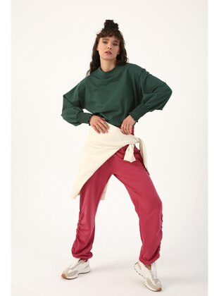 Cherry Tracksuit Pants With Drawstring Detail