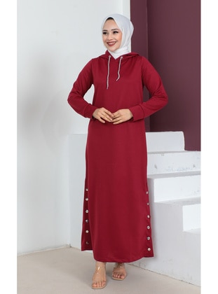 Burgundy - Modest Dress - Moda Ebva