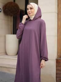 Lilac - Unlined - Hooded collar - Topcoat