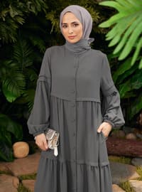 Grey - Unlined - Modest Dress