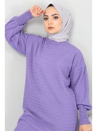 Purple - Crew neck - Unlined - Knit Tunics