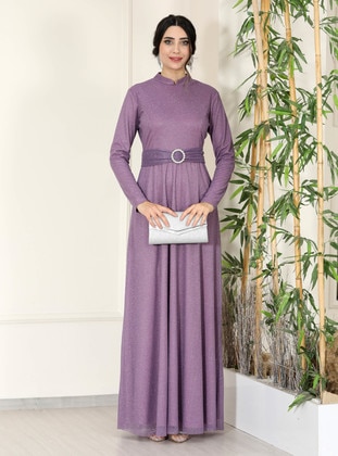 Lilac - Fully Lined - Crew neck - Modest Evening Dress - Semra Aydın