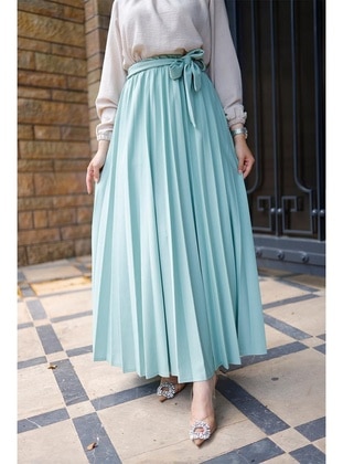 Sea Green - Unlined - Skirt - Burcu Fashion