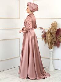Dusty Rose - Fully Lined - Dog collar - Modest Evening Dress