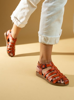 Orange - Sandal - Sandal - Pembe Potin