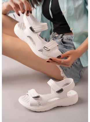 White - Flat Sandals - Sandal - Çaçaroz