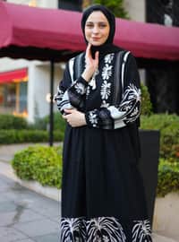 Black - Multi - Unlined - Modest Dress