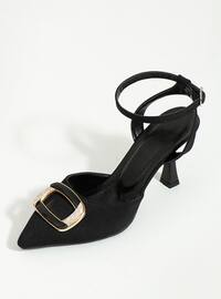 Black Glitter - High Heel - Faux Leather - Heels