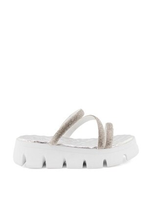Silver color - Slippers - Ayakkabı Fuarı