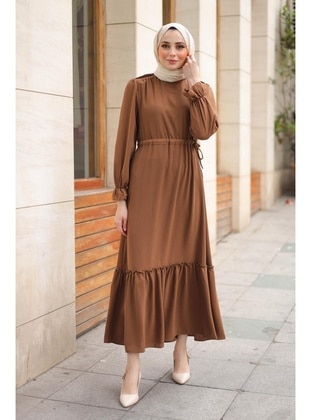 Brown - Modest Dress - Meqlife