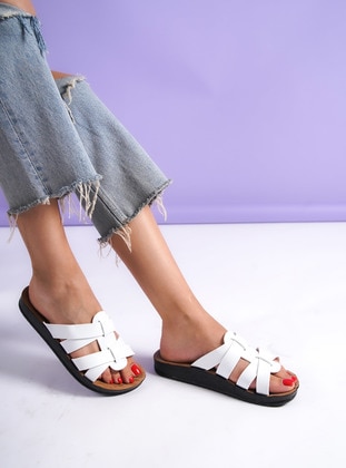 White - Sandal - Slippers - Shoescloud