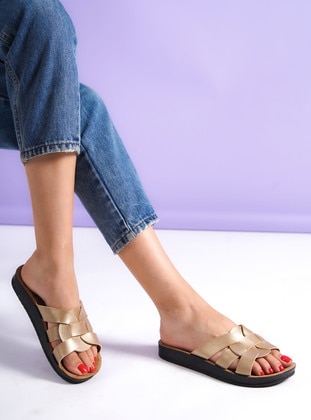 Golden color - Sandal - Slippers - Shoescloud
