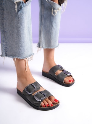 Grey - Sandal - Slippers - Shoescloud