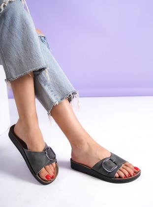 Grey - Sandal - Slippers - Shoescloud