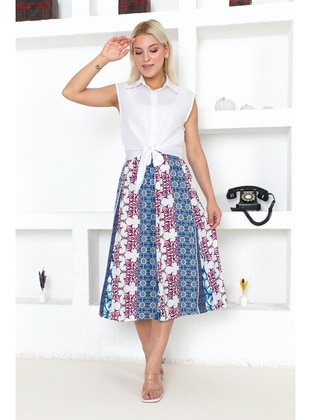 Navy Blue - Plus Size Skirt - Maymara