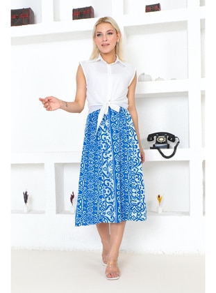 Turquoise - Plus Size Skirt - Maymara