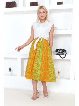 Olive Green - Plus Size Skirt - Maymara