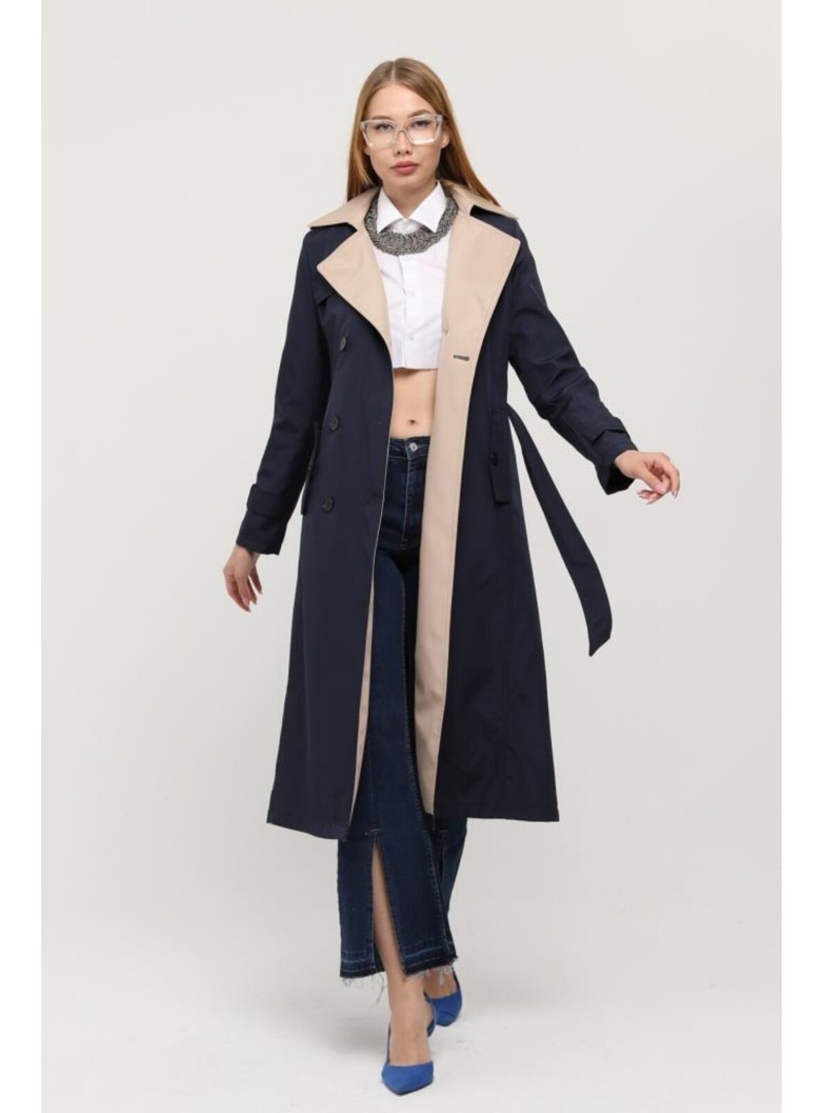 Navy Blue - Trench Coat