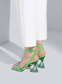 أخضر - حذاء كعب عالي - أحذية سهرة