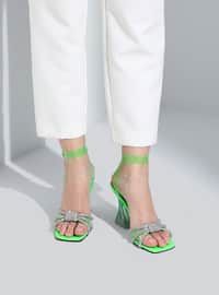 أخضر - حذاء كعب عالي - أحذية سهرة