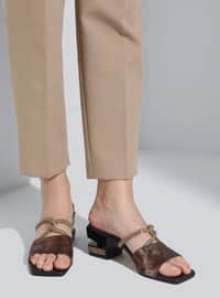 Copper color - Heeled Slippers - Slippers