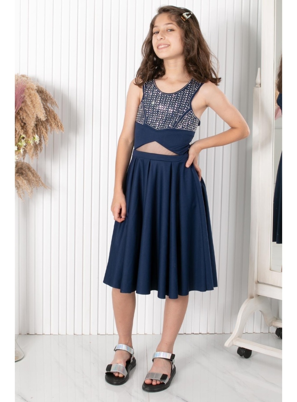 Navy Blue - Girls` Evening Dress