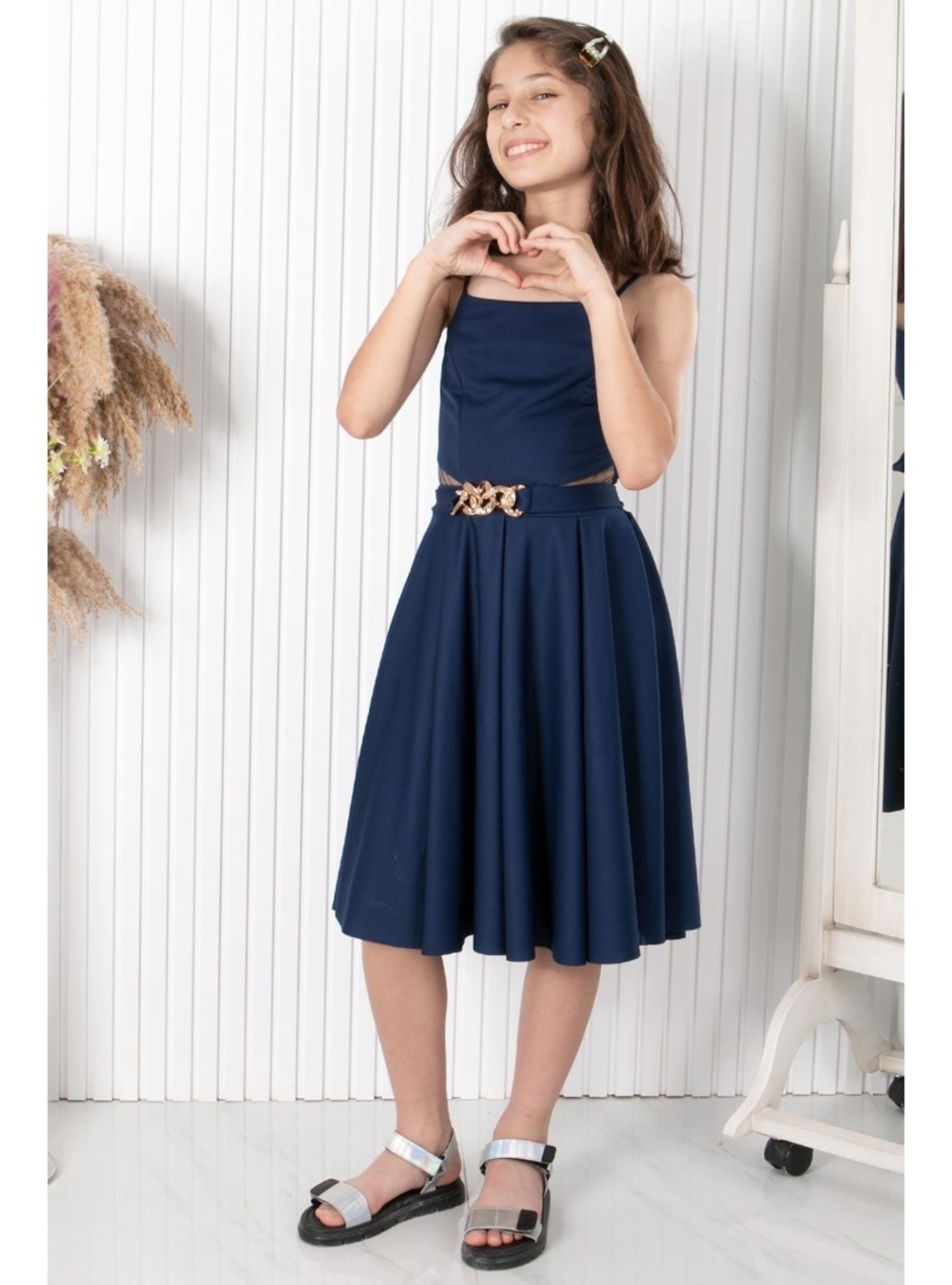 Navy Blue - Girls` Evening Dress