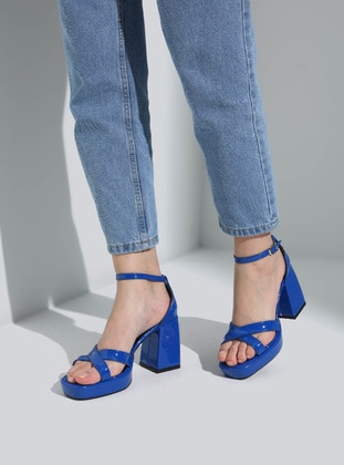 Saxe Blue - High Heel - Evening Shoes - Dilipapuç