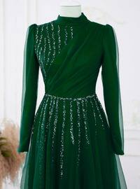 Emerald - Fully Lined - Dog collar - Modest Evening Dress